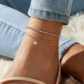 Lady Gold Bling Crystal Tennis Link Chain Anklets for Women Summer Beach Ankle Foot Jewelry Zircon Tennis Anklet for Girl