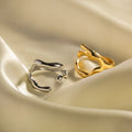 New Arrival Fashion Geometric 18K Gold Plated Stainless Steel Two White Pearls Stacking Open Ring for Girls
