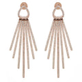 Luxury 925 Sterling Silver Earrings Plated Gold 18k Zirconia Diamond Long Drop Tassel Fringe Earrings for Women Jewelry Party