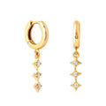 Fashion Zircon Four-pointed Star Drop Fine Jewelry 925 Sterling Silver Hoop Earrings Women