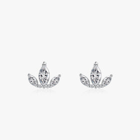 Ailmay Authentic 925 Sterling Silver Crown Geometry Simple Earring Sparkling Zircon for Women Wedding Engagement Jewelry