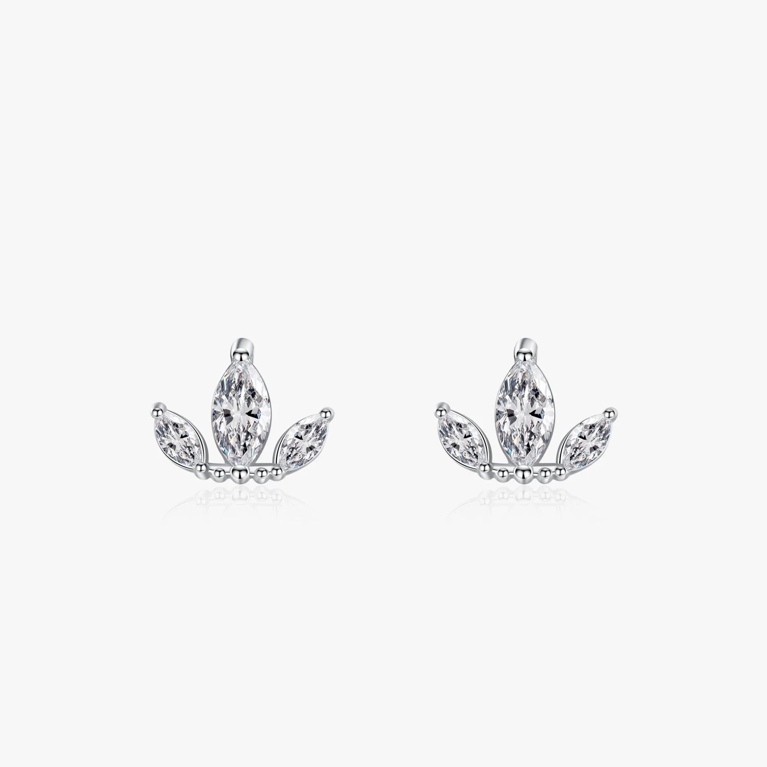 Ailmay Authentic 925 Sterling Silver Crown Geometry Simple Earring Sparkling Zircon for Women Wedding Engagement Jewelry