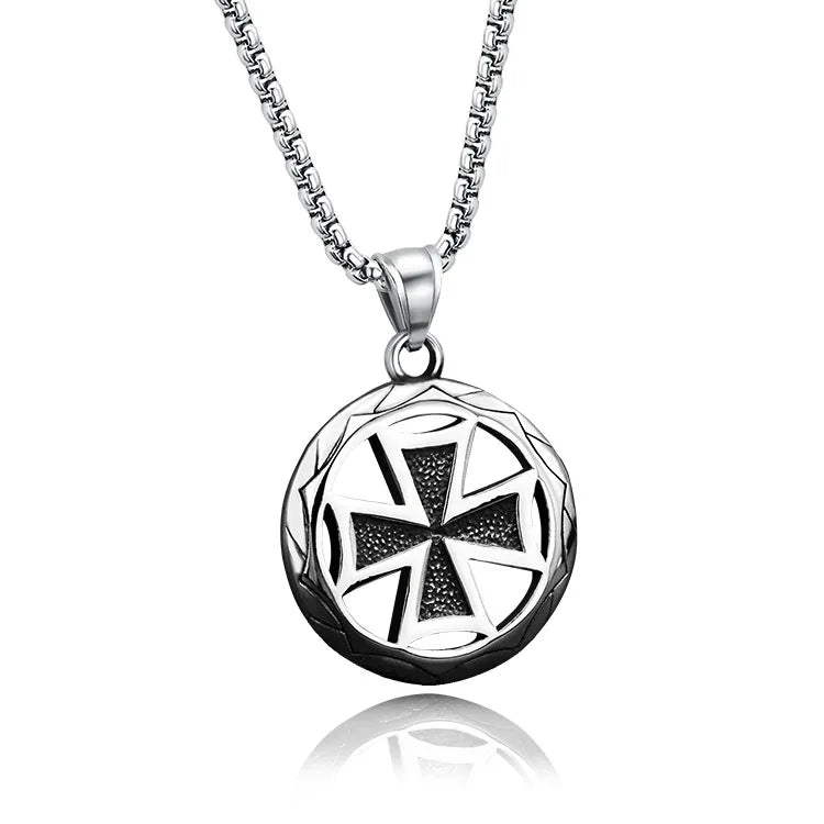 China Factory Price Long Chain HipHop Necklace Popular Black Enamel Cross Pedant for Boyfriend Gift Jewelry