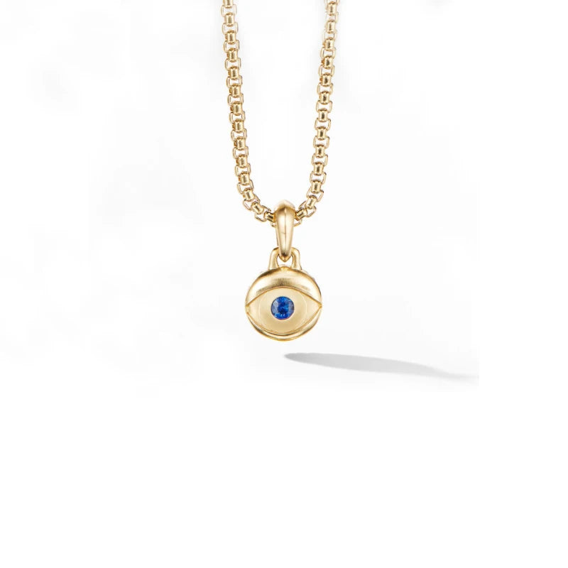 Simple Custom 925 Sterling Silver Necklace Gold Plated Evil-eye Necklace for Men Women Pendants for Necklace
