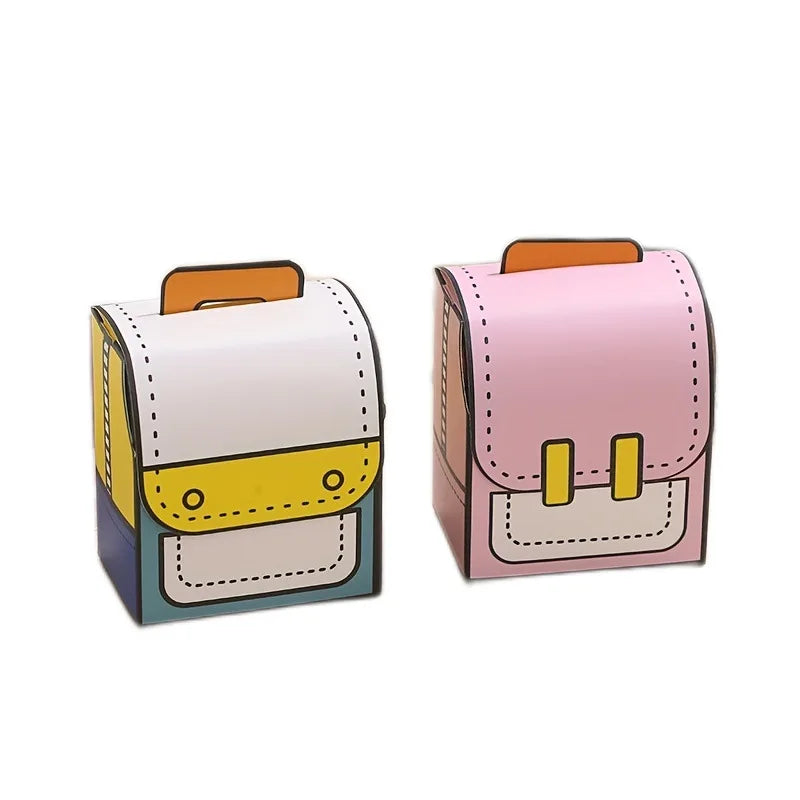 Wedding Favor Eco-Friendly Recyclable Paperboard School Bag Shaped Food-Safe Candy Box for Chewing Gum & Jelly