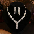 Bridal Jewelry Set Super Glitter Rhinestone Necklace Earrings Set Full Diamond Necklace