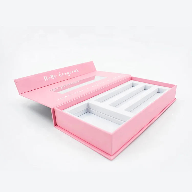 Luxury Custom Magnetic High Quality Gift Boxes for Lip Gloss Lipstick Mascara-Matt Lamination Embossing Sponge Lining MegaBDM