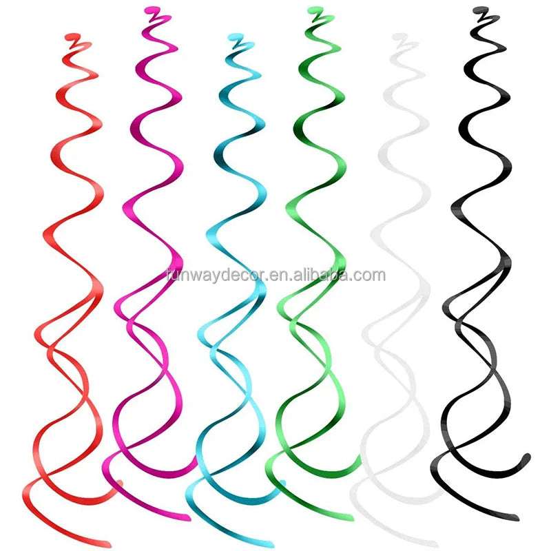 Festival Event Party Supplies Hanging Decoration Swirls Solid Metallic Color PVC Reusable Durable Wholesale Diwali Ramadan