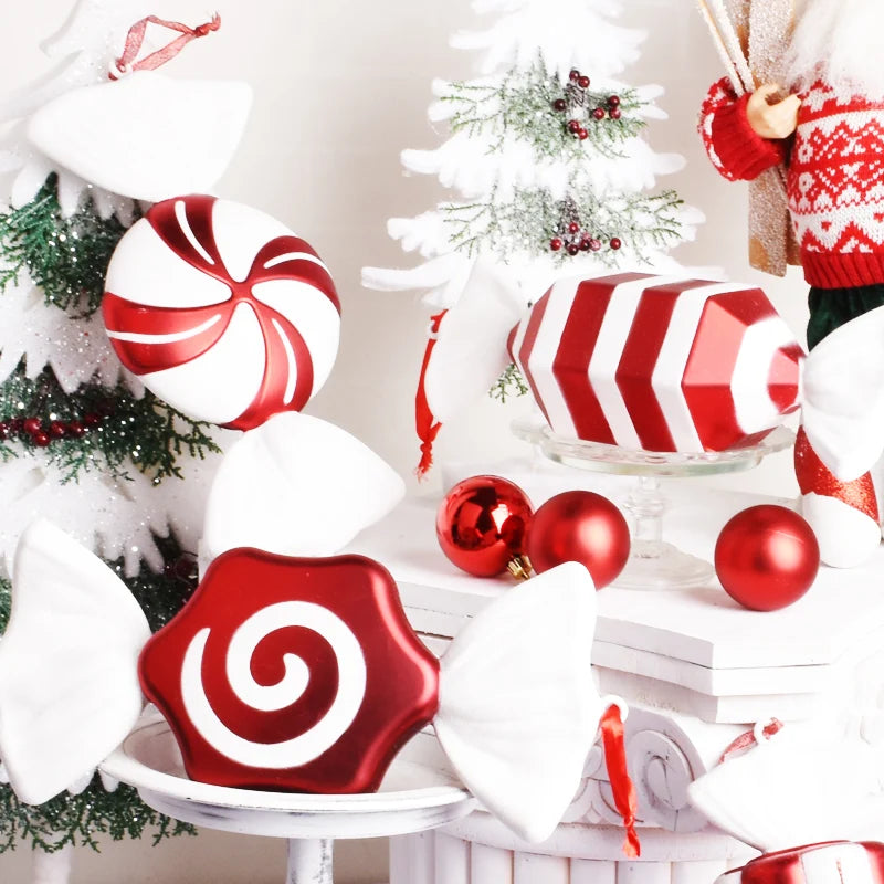 32cm Red White Christmas Candy Pendant for Stage Bar Wedding Decorations Festive Christmas Tree Ornament Wholesale From Factory MegaBDM