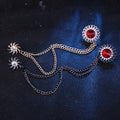 Custom Brooch Pin White Green Red Rhinestone Brooches for Mens Suit Lapel Pins With Chain Luxury Jewelry Clothes Accessory