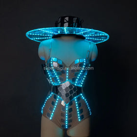 Mirror Clothing Silver Mirror Dress Evening Sexy Dress Short Skirt LED Costumes Performance Dress for Show