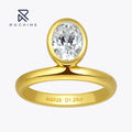 Rochime 18k Gold Plated  Simple Oval Cut Diamond Finger 925 Silver High Jewelry Zircon Gemstone Women Ring
