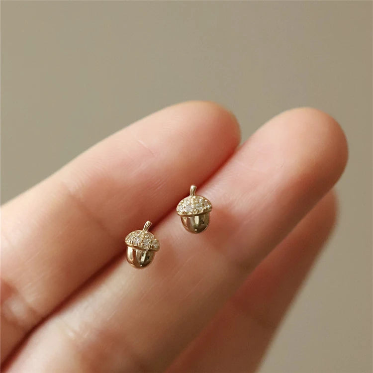 2025 Gold Plating Cute Design Girls Sterling Silver Chestnut Stud Earrings