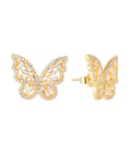QX 2024 Custom OEM 925 Silver 18k Gold Plated Fine Jewelry Luxury Zircon Supplies Butterfly Women Earrings