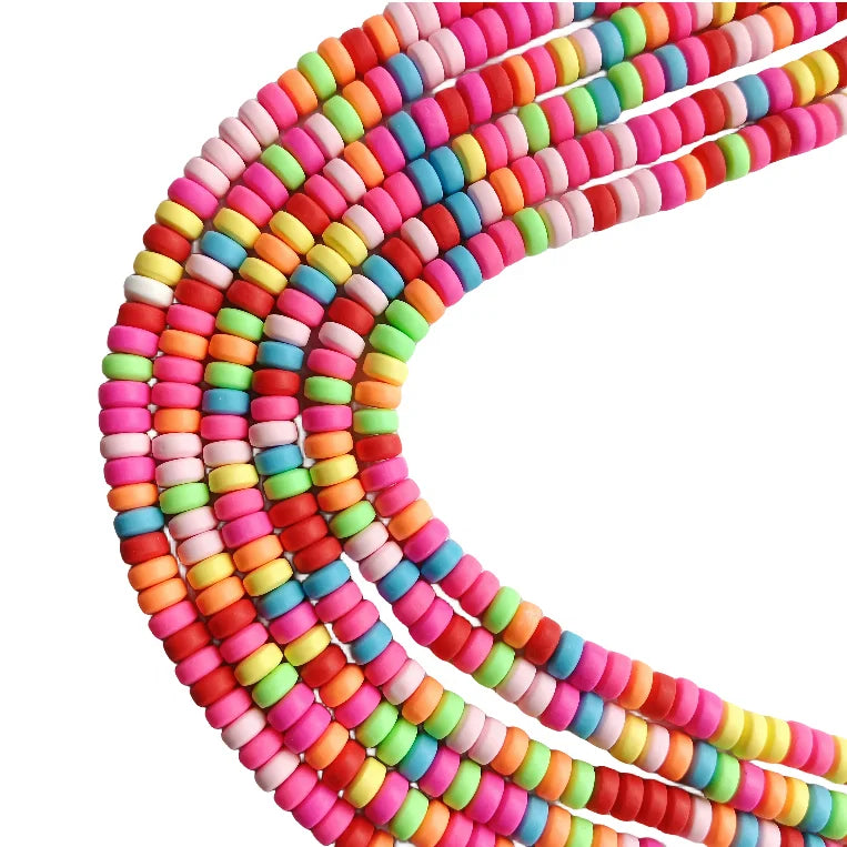 7MM Colorful Flat Polymer Clay Beads DIY Phone Chain Necklace Earrings Bracelet Jewelry Handmade Loose Bead Accessories