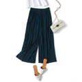 Women Thin Wide Leg Pants Elastic Waist Pleated Casual Trousers Ankle Length Lady Summer Loose Pants