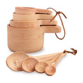 Wood Measuring Cups and Spoons Set of 8 Handcrafted Natural Wooden Measuring Cups Measuring Spoons