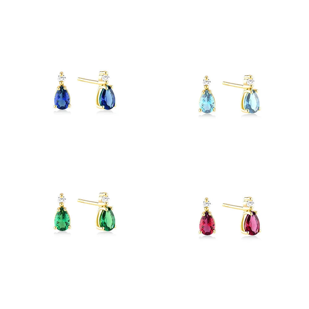 925 Sterling Silver Elegance Colourful Zircon-inlaid Drop Silver Earrings for Women Wholesale