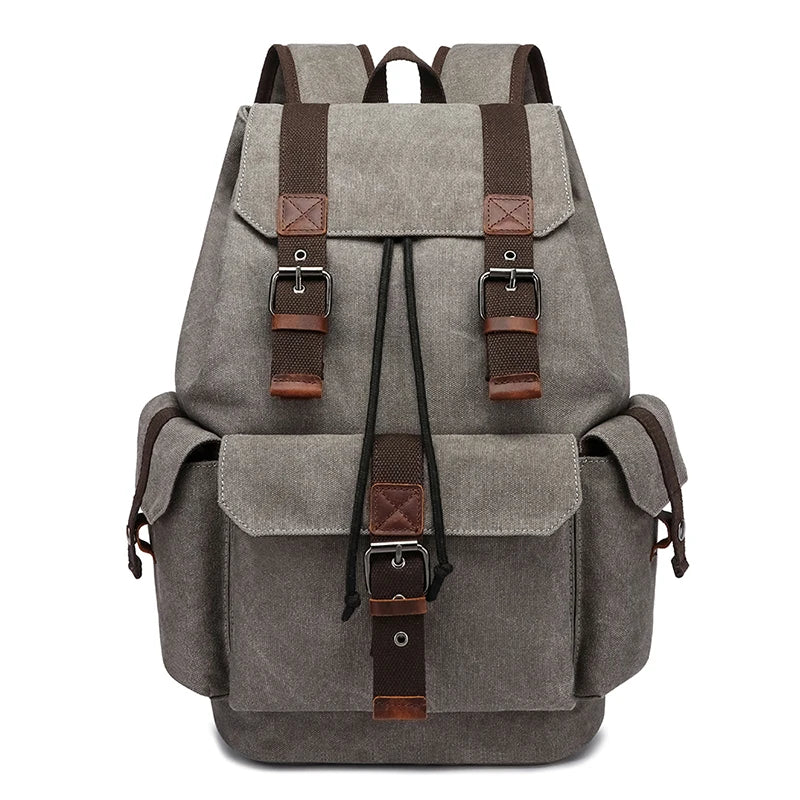 Wholesale OEM ODM Retro Canvas Drawstring Backpack Durable Casual Daypack with Multiple Pockets Fits 15.6" Laptop