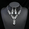 Luxury 2PC/set Women's Rhinestone Crystal Bridal Jewelry Gold Plated Earrings and Necklace for Weddings