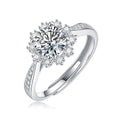 S925 Silver Moissanite Adjustable Rings Advanced Proposal Snowflake Design