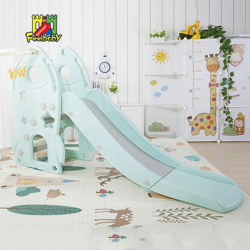 Feelbaby High-End PE Plastic Swing with Indoor Slides for Kids & Babies Kindergarten & Playhouse Use ASTM Certified
