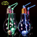 400ml Light Bulb Shaped PET Cups with Lid and Straw Plastic Cup in Unique Design