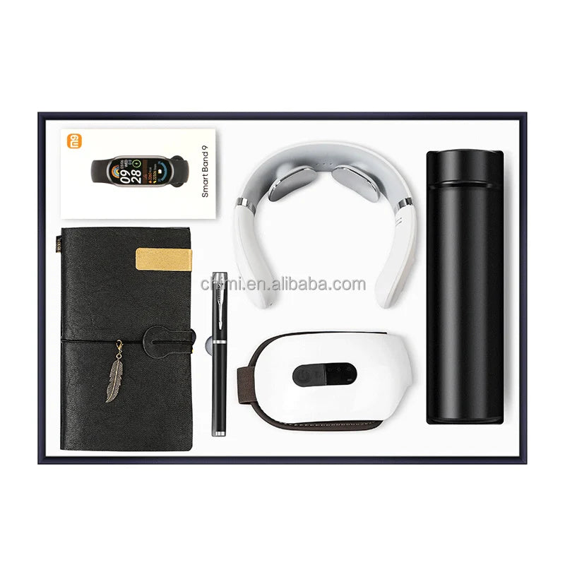 A6 Journal Neck Massager Vacuum Flask Portable Charger Power Bank Eye Massager M5 Smart Watch Bracelet Anniversary Gifts