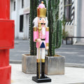 Wooden Christmas Decoration Life Size 90cm Pink Nutcracker for Outdoor Decoration