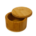 Eco-Friendly 1 Tier Round Bamboo Seasoning Bottle Jar Organizer for Salt & Pepper & Herbs & Spice Magnetic Swivel Lid 9*9*7cm