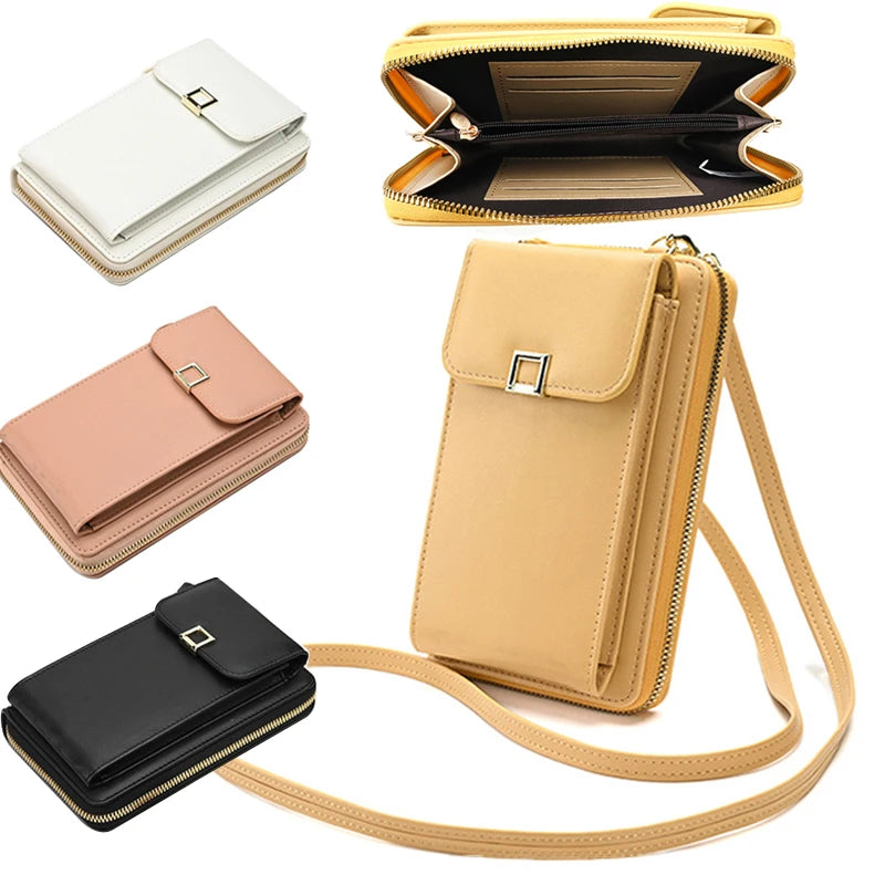Classic Multifunctional PU Leather Phone Bag Long Purse Card Wallet Crossbody Bag Shoulder Bag for Women with Strap