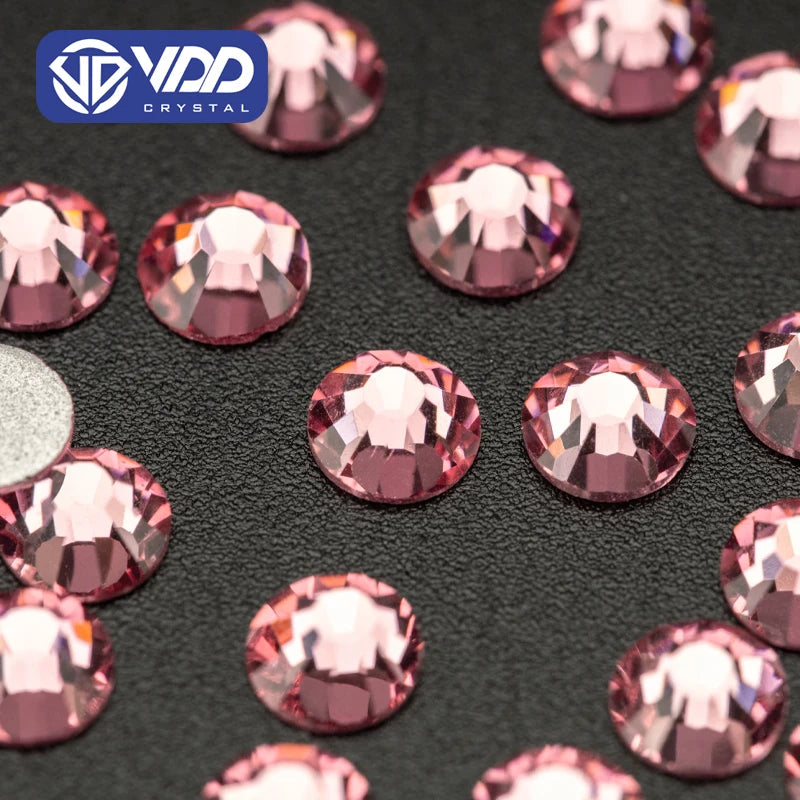 VDD 040 Light Rose SS3-SS30 Glass Rhinestones Crystal Non Hotfix Flatback Stones Diamond Nail Art DIY Crafts Accessories