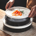 Hotel Tableware Wholesale White Round Plate Ceramic Porcelain 10.5 12 14 Inch Dry Ice Tray Dishes for Restaurant