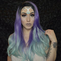 Celebrity Wigs Transparent Lace Front Synthetic Wigs With Colored Purple Ombre Highlight Lace Frontal Wigs for Black Women