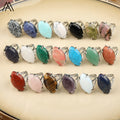 Horse Eye Shape Gemstone Silver Rings Fashion Jewelry  Amethyst Lapis Tiger Eye Black Obsidian Malachite