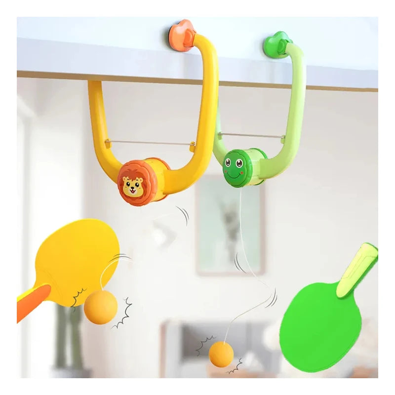 Samtoy Kid Indoor Sport Toy Plastic Hanging Suspend Floating Pingpong Training Hanging Table Tennis Trainer With 2 Racket 3 Ball