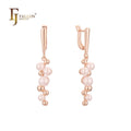 FJ Fallon Fashion Jewelry Cluster Tall Beads Pearl Earrings Plated in Rose Gold Brass Based Pro