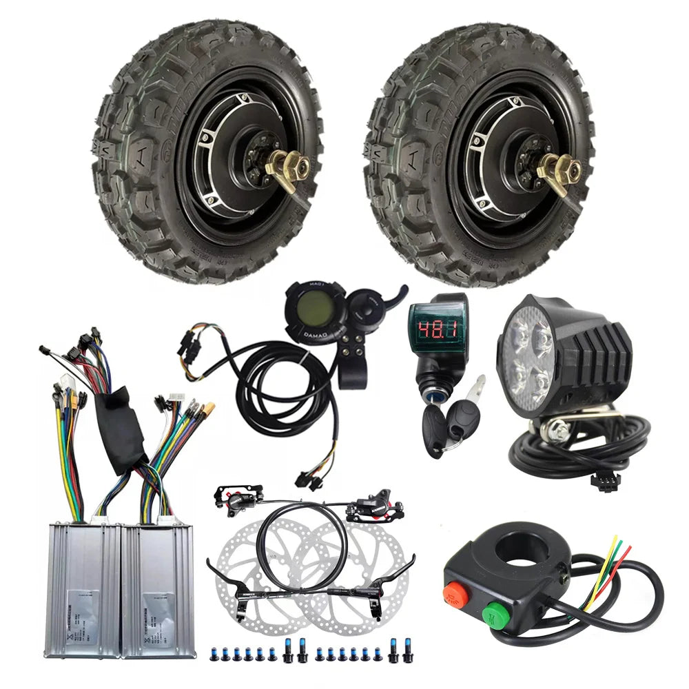 90/65-6.5 11 Inch 60V 72V 3000W Brushless Disc Brake Electric DIY Dual Scooter Hub Motor Conversion Kit