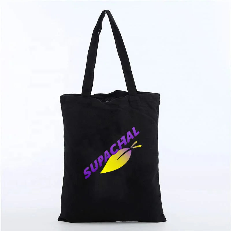 Wholesale Black White Cotton Heavy Tote Bag Supplier Promotional Custom logo Canvas Bag with Inner Pocket Zipper Closure