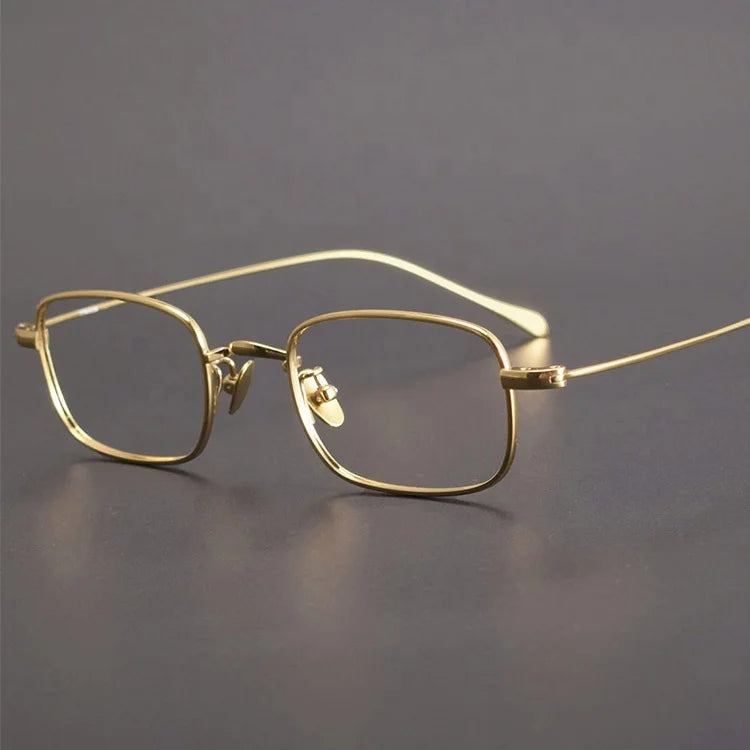 Pure Titanium Solid Lightweight Full-Rim Square Unisex Eyeglasses Frames for Men Women Comfortable Super Myopia Reading Vintage