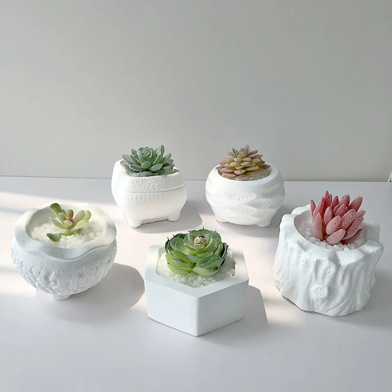 Tree Stump Flower Pot Silicone Mold for Epoxy Resin Concrete Succulent Planter Clay Cement Mould Candle Holder Mold