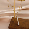 New Exquisite Titanium Steel Shell Bar Necklace 18K Gold Plated Bar Pendant Necklace for Girls