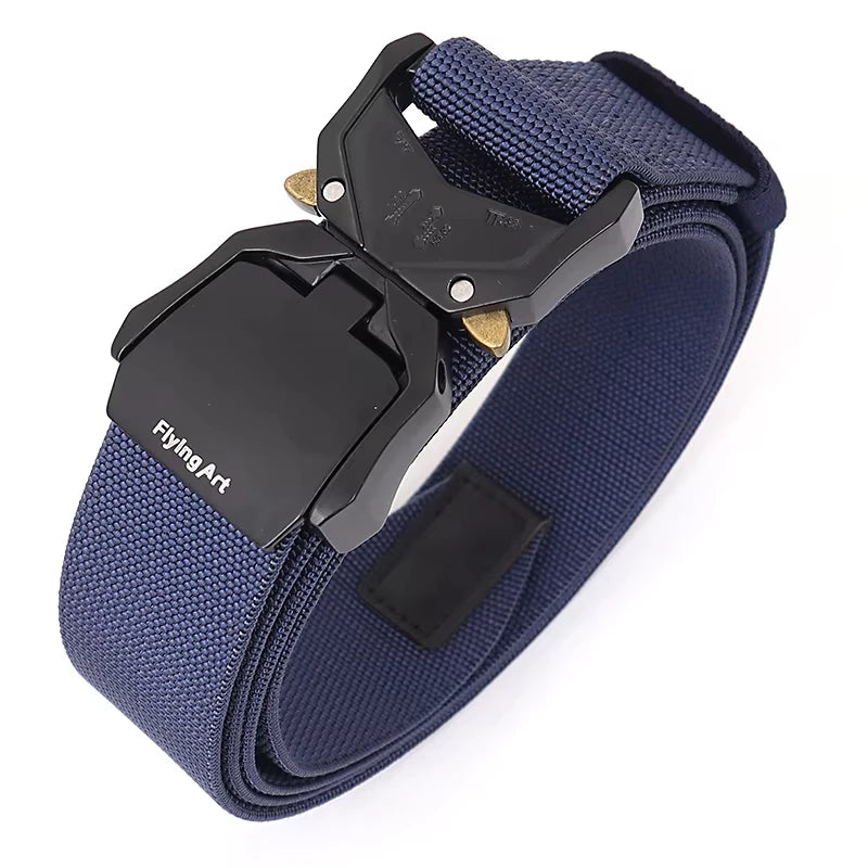 Outdoor Personality Elastic Double-Layer Quick Release Cloth Tactical Belt Aluminum Alloy Buckle and Nylon Material