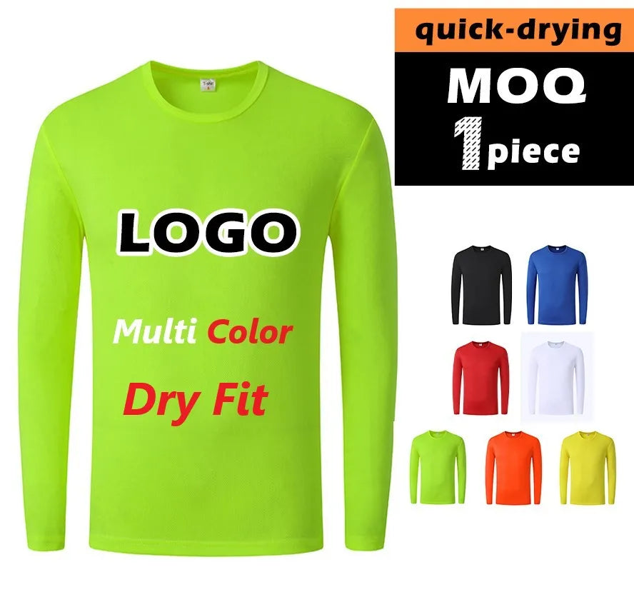 Custom Men's Fitness Breathable Quick-Drying T-Shirt Long Sleeve 100% Polyester Sporty Style Sublimation Print