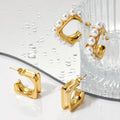 Anti Tarnish Jewelry Women's Accessories Geometric Cute Pearl Earrings Gold Hoop Earrings Stainless Steel Jewelry for Women