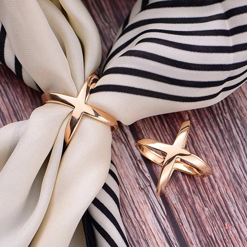 Gold Plated Fashion Jewelry Brooches Women Scarf Hijab Pin Buckle Cross Hollow Brooch for Shawls Scarf Metal Pins Wholesale