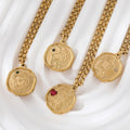 JOOLIM Ready to Ship High End Stainless Steel Greek Goddess Zirconia Pendant Necklace 18K Gold Plated Jewelry Wholesale