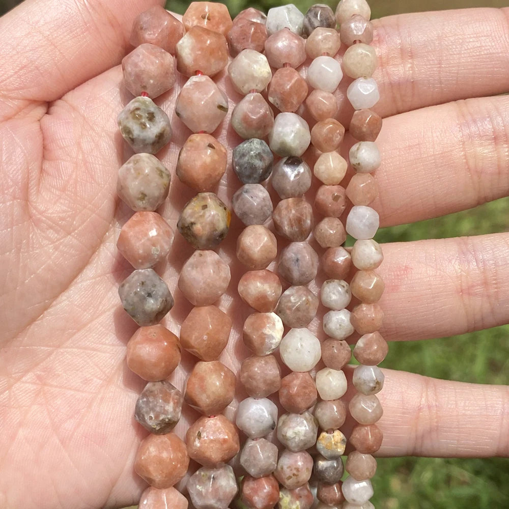 AsVrai U Natural Stone Bead 6--10mm Faceted Plum Tourmaline Spacer Jewelry Making DIY Handmade Bracelet Necklace 15.5 Inches