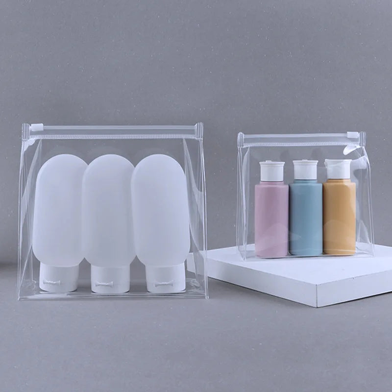 Eva Plastic Packaging Bag Transparent Hot Pressing Zipper Self-Standing Square Screen Printed Cosmetics