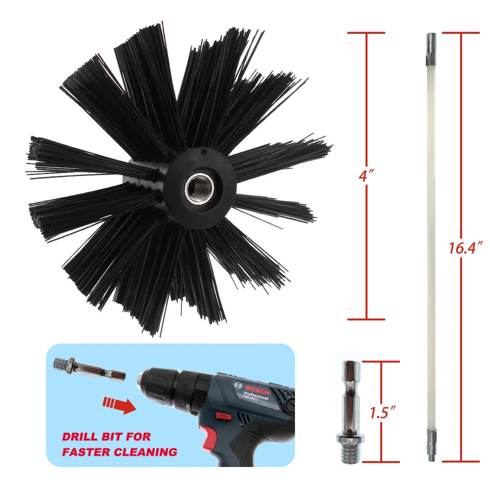 37 Rods + 1 Brush Head Dryer Vent Cleaner Kit Cleaning Brushes System Extend to 50 FEET Pipe Brush for Househpld Corner Cleaning